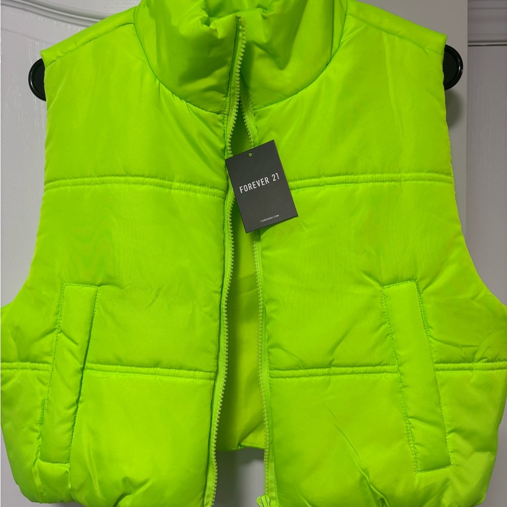 Forever 21 Neon Green Puffer Vest
